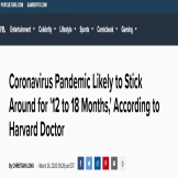 哈佛:新冠肺炎疫情或将持续12至18个月